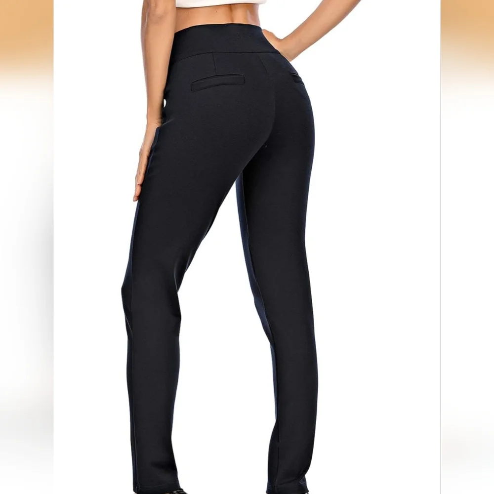 Tapata Women Black Pull On Skinny Dress Pants High‎ Waisted Stretch Trousers 10